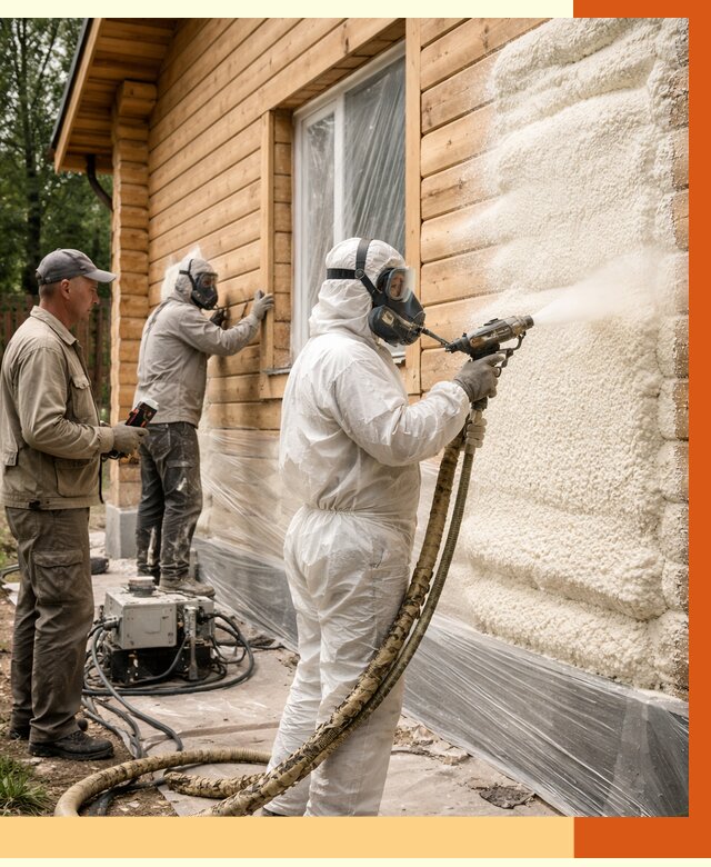 Утепление дома из бруса ППУ в Сальске от 3915 руб/м2 под ключ | ТепломастерСлс