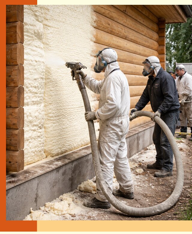 Утепление дома из бруса пенополиуретаном в Сальске