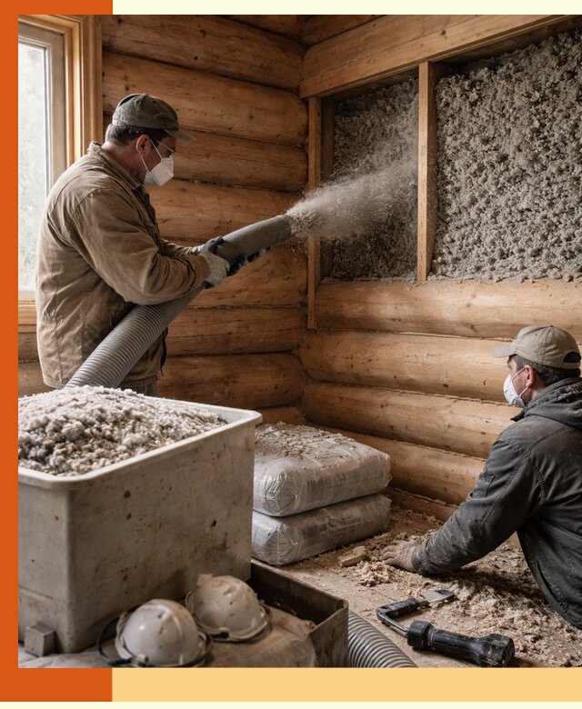 Утепление дома из бруса эковатой в Сальске