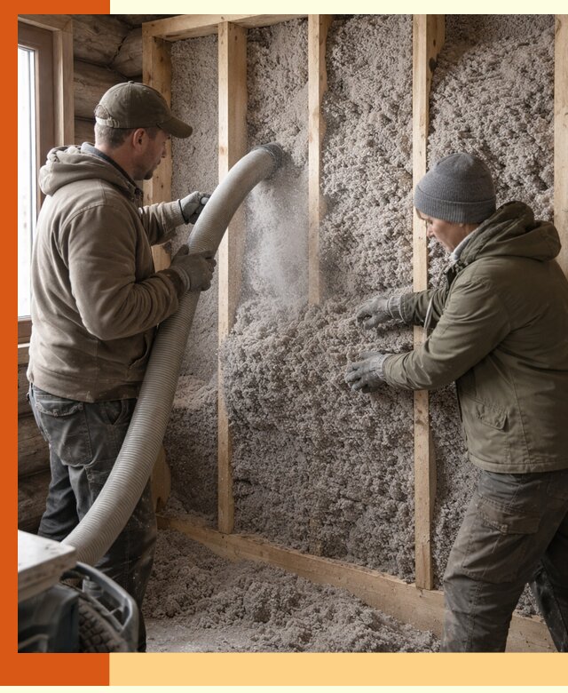 Утепление бревенчатого дома эковатой в Сальске