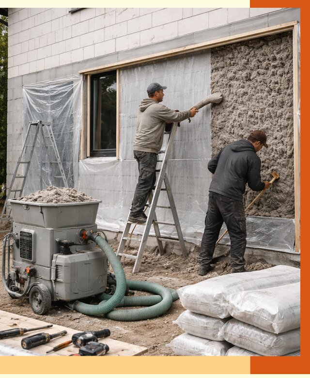 Утепление дома из газобетона эковатой в Сальске от 4576 руб./м2 | ТепломастерСлс