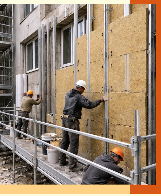 Утепление вентилируемого фасада в Сальске от 5694 руб/м2 — монтаж и утепление вентфасад | ТепломастерСлс