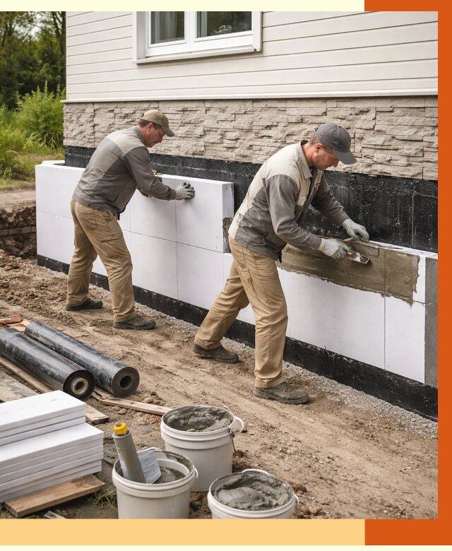 Утепление фундамента снаружи в Сальске от 4271 руб. за м² | ТепломастерСлс