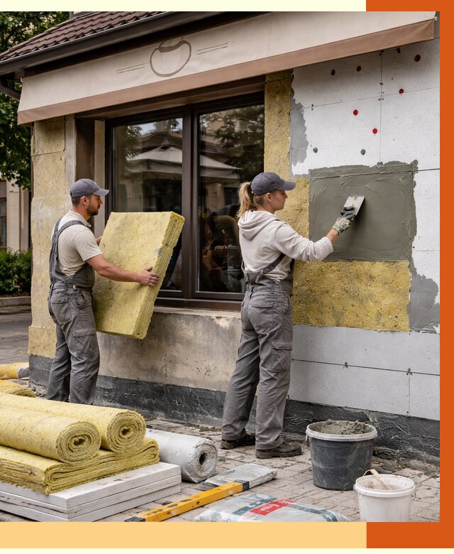 Утепление кафе в Сальске от 4271 руб/м2 — комплексно под ключ | ТепломастерСлс