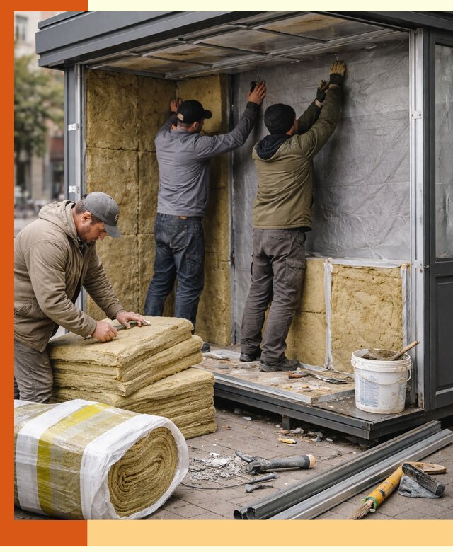 Утепление павильона шаурмы под ключ в Сальске