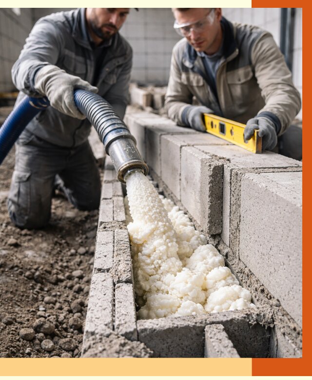 Заполнение колодцевой кладки ППУ в Сальске от 4271 руб. за м2 | ТепломастерСлс