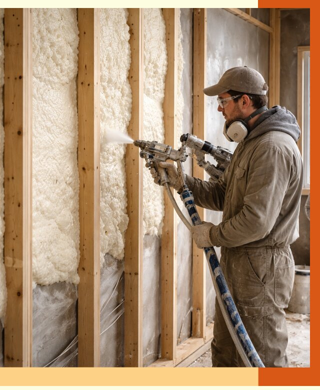 Утепление каркасной стены ППУ в Сальске от 4321 руб./м2 под ключ | ТепломастерСлс