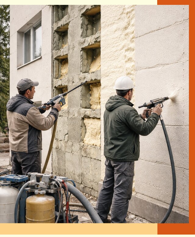 Заполнение пустот фасада в Сальске от 4576 руб. — утепление пустот облицовки | ТепломастерСлс