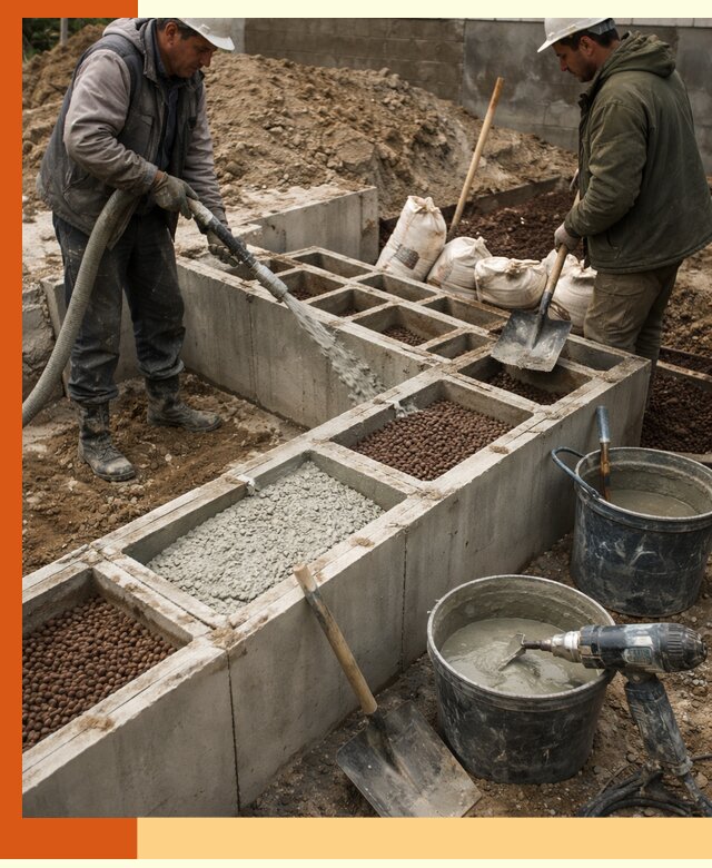 Заполнение полостей фундамента в Сальске герметичным утеплением и повышением прочности
