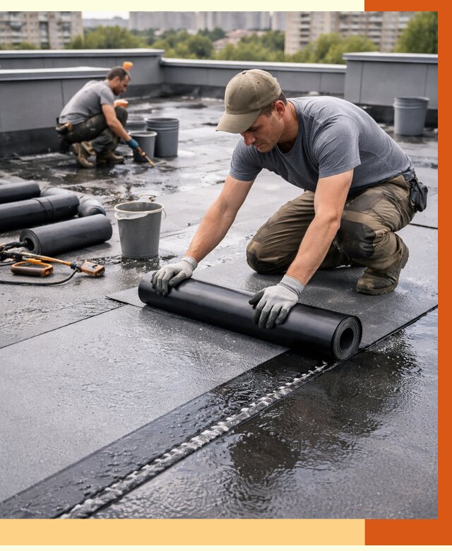 Гидроизоляция плоской кровли в Сальске от 4576 руб./м2 — профессионально | ТепломастерСлс
