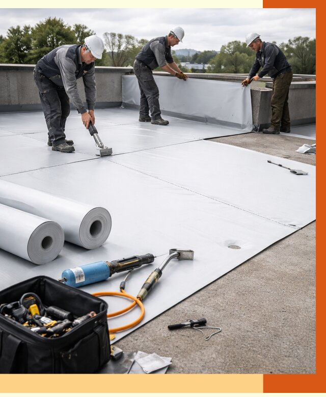 Гидроизоляция мембранной кровли в Сальске от 7626 руб./м² — профессионально | ТепломастерСлс