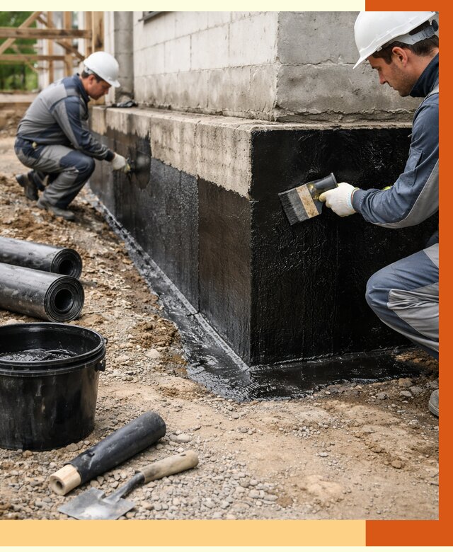 Гидроизоляция фундамента в Сальске от 1271 руб. — профессионально, под ключ | ТепломастерСлс